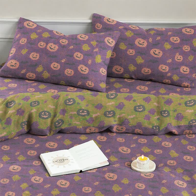 Multi‑Color Pumpkin Ghost Cotton 4-Piece Duvet Bedding Set - image 20