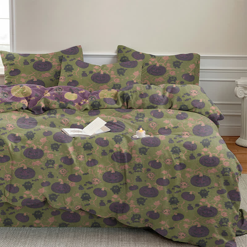 Halloween Pumpkin Monster Cotton 4-Piece Duvet Bedding Set - image 28