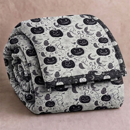 Halloween Pumpkin Ghost Reversible Cotton Blanket - White - Blanket - 92" x 104" - image 5