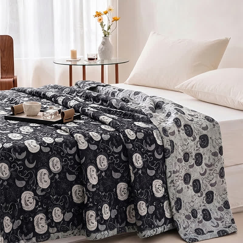 Halloween Pumpkin Ghost Reversible Cotton Blanket - image 2