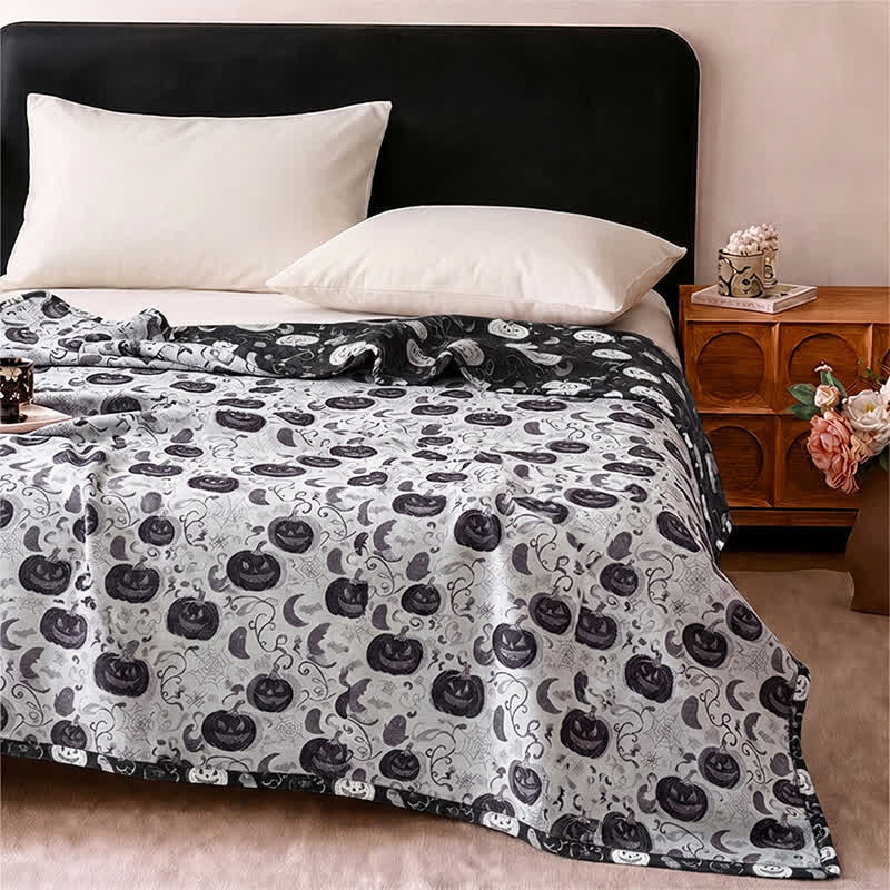 Halloween Pumpkin Ghost Reversible Cotton Blanket - image 8