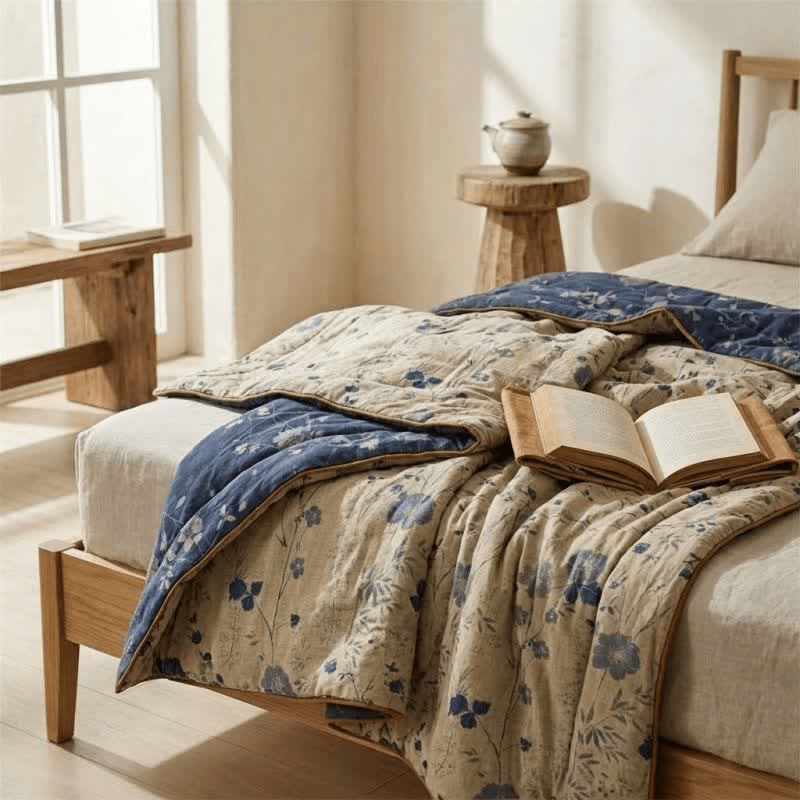 Reversible Blue Floral Cottage Quilt - image 5