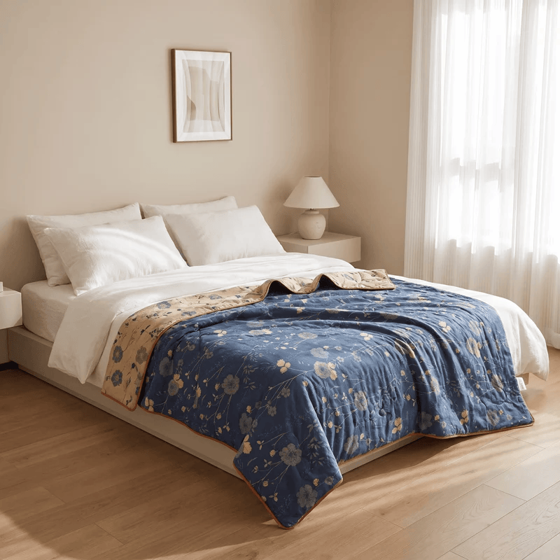 Reversible Blue Floral Cottage Quilt - image 6