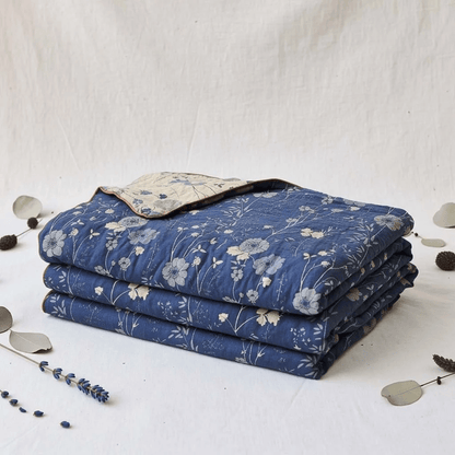 Reversible Blue Floral Cottage Quilt - image 1