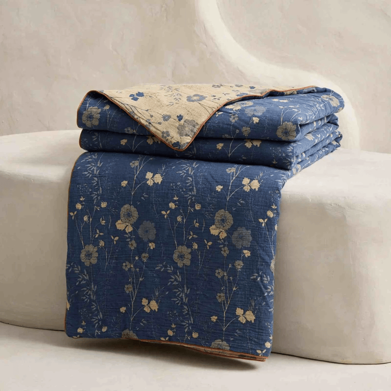 Reversible Blue Floral Cottage Quilt - image 2