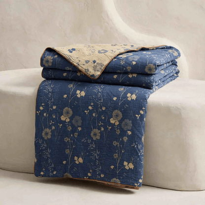 Reversible Blue Floral Cottage Quilt - image 2
