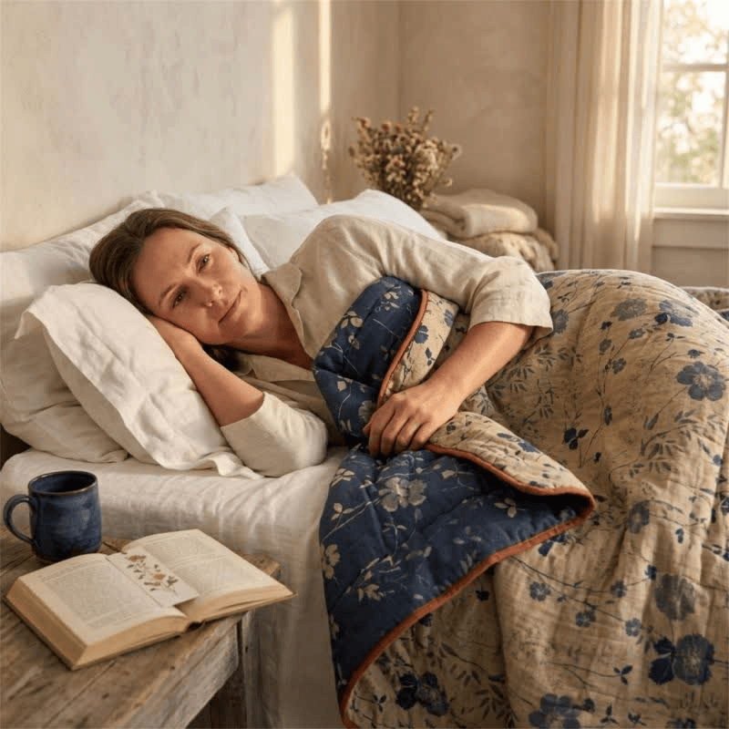 Reversible Blue Floral Cottage Quilt - image 8