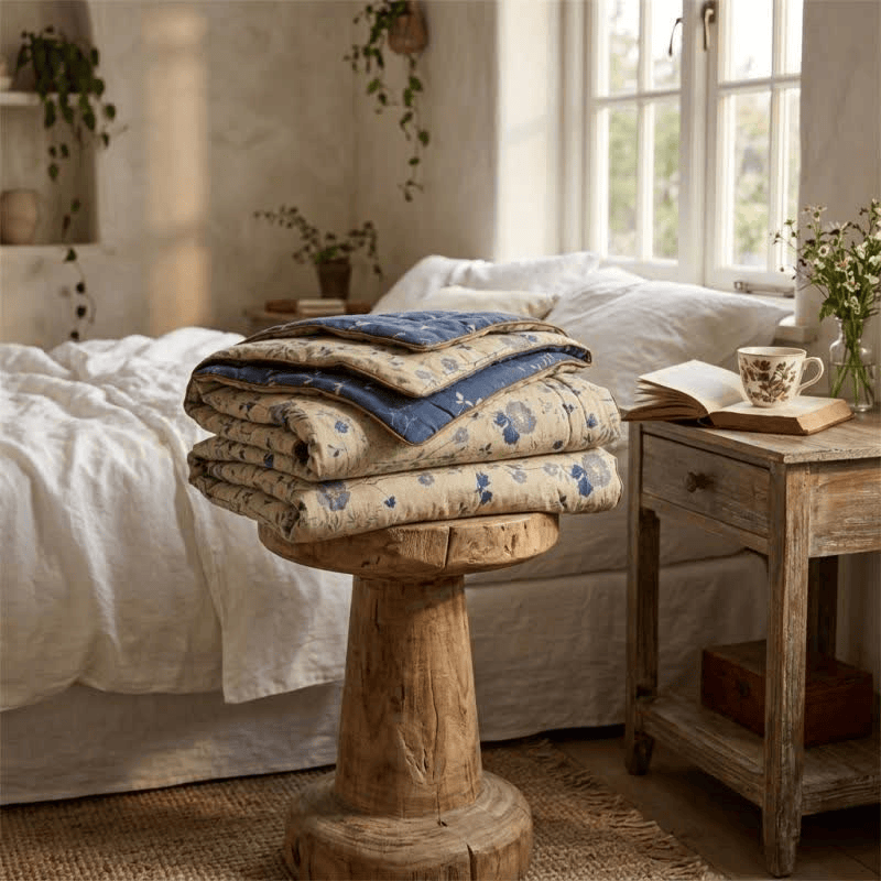 Reversible Blue Floral Cottage Quilt - image 9