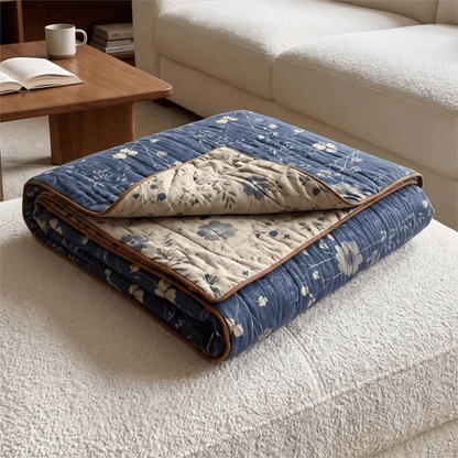Reversible Blue Floral Cottage Quilt - image 4