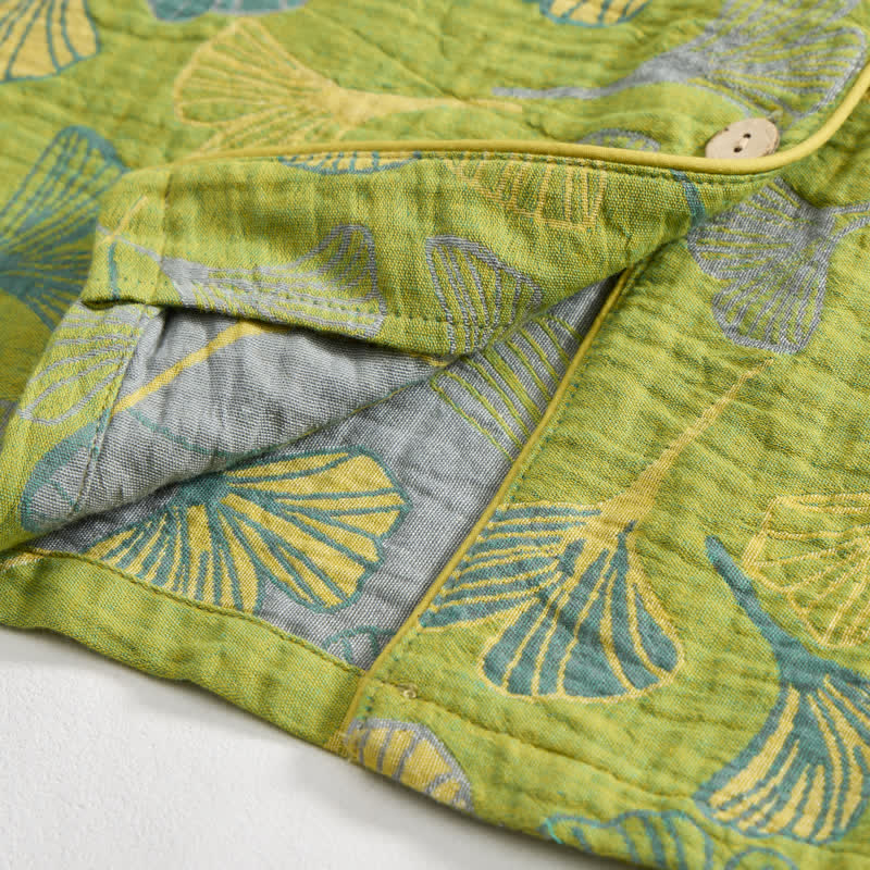 Nature‑Inspired Ginkgo Leaf Cotton Loungewear Set - image 7