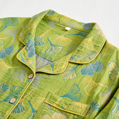 Nature‑Inspired Ginkgo Leaf Cotton Loungewear Set - image 5
