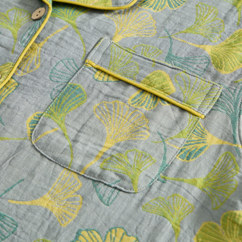Nature‑Inspired Ginkgo Leaf Cotton Loungewear Set - image 15