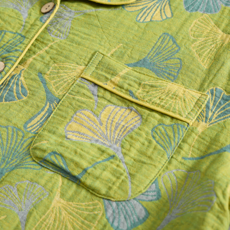 Nature‑Inspired Ginkgo Leaf Cotton Loungewear Set - image 6