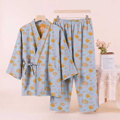 Halloween Ghost Pumpkin Cotton Kimono Pajama Set - image 10