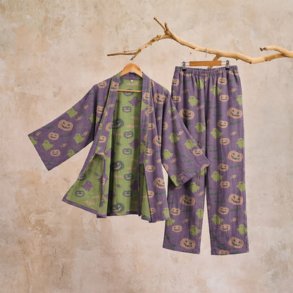 Halloween Ghost Pumpkin Cotton Kimono Pajama Set - image 9