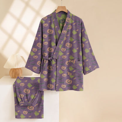 Halloween Ghost Pumpkin Cotton Kimono Pajama Set - image 8