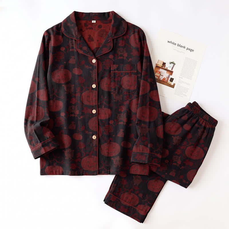 Red Pumpkin Monster Cotton Loungewear Set - image 10