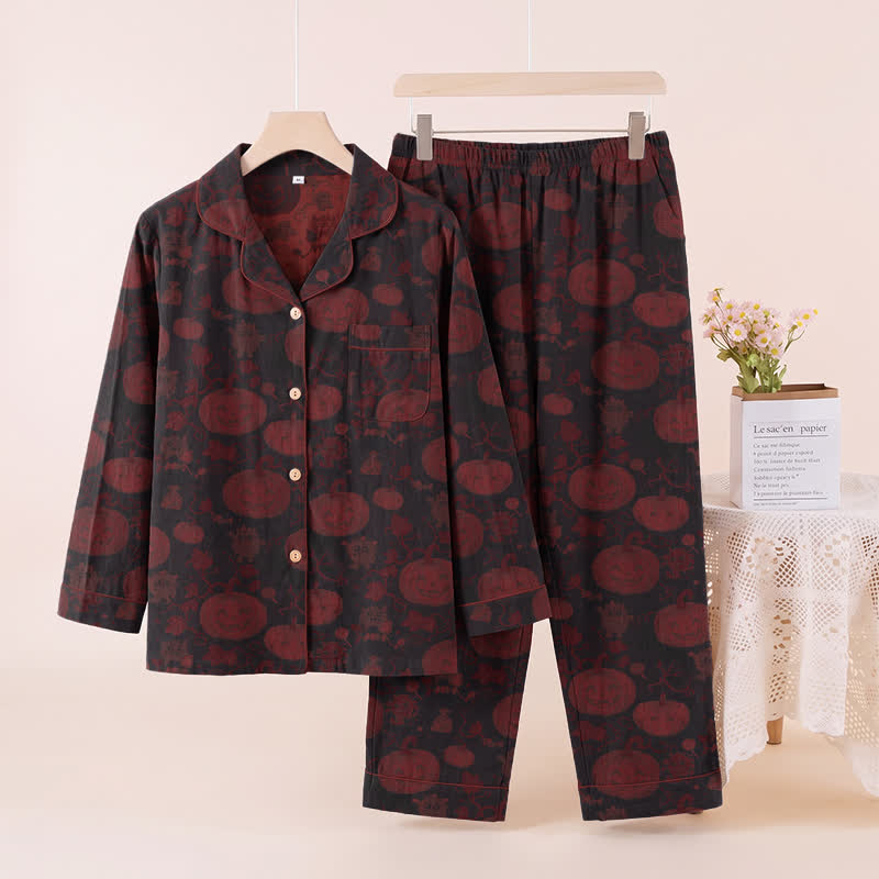Red Pumpkin Monster Cotton Loungewear Set - image 8