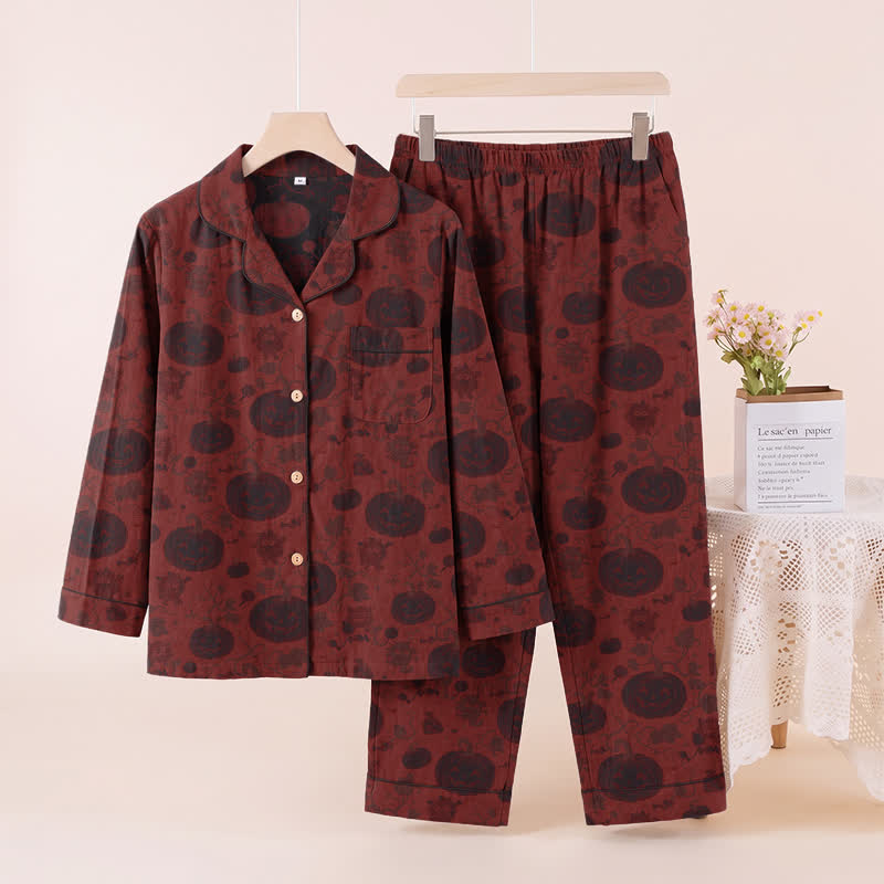Red Pumpkin Monster Cotton Loungewear Set - image 1