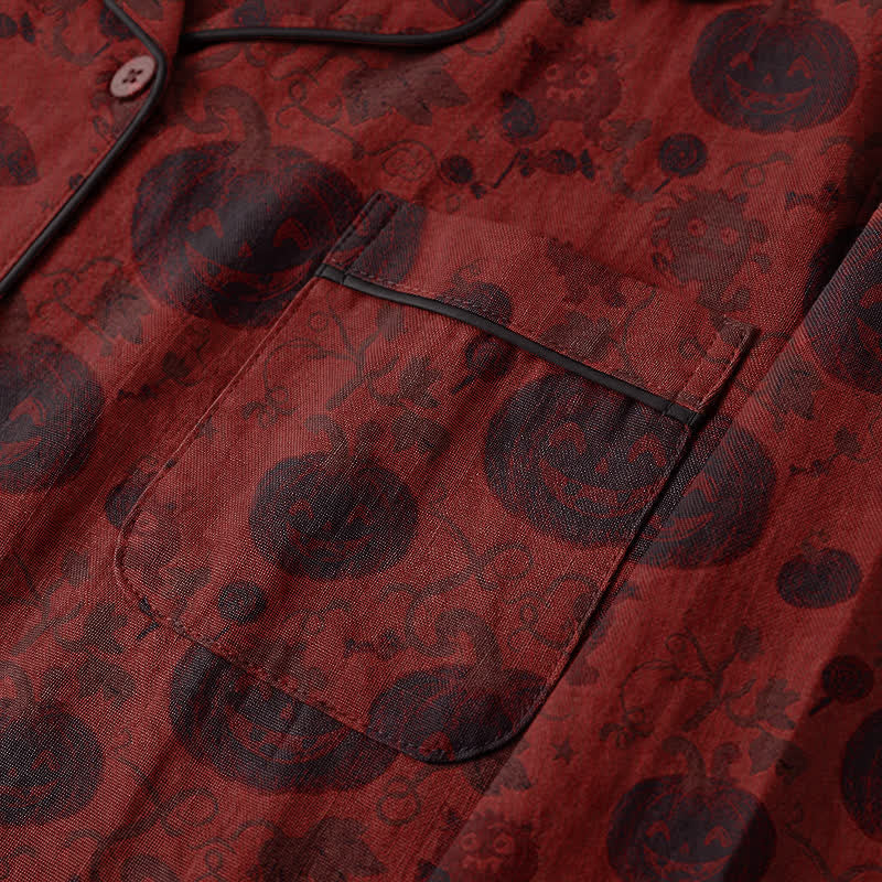 Red Pumpkin Monster Cotton Loungewear Set - image 5
