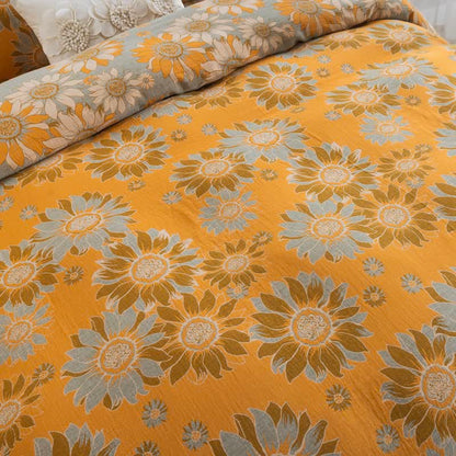 Vintage Sunflower Orange Cotton Bedding Set - image 9