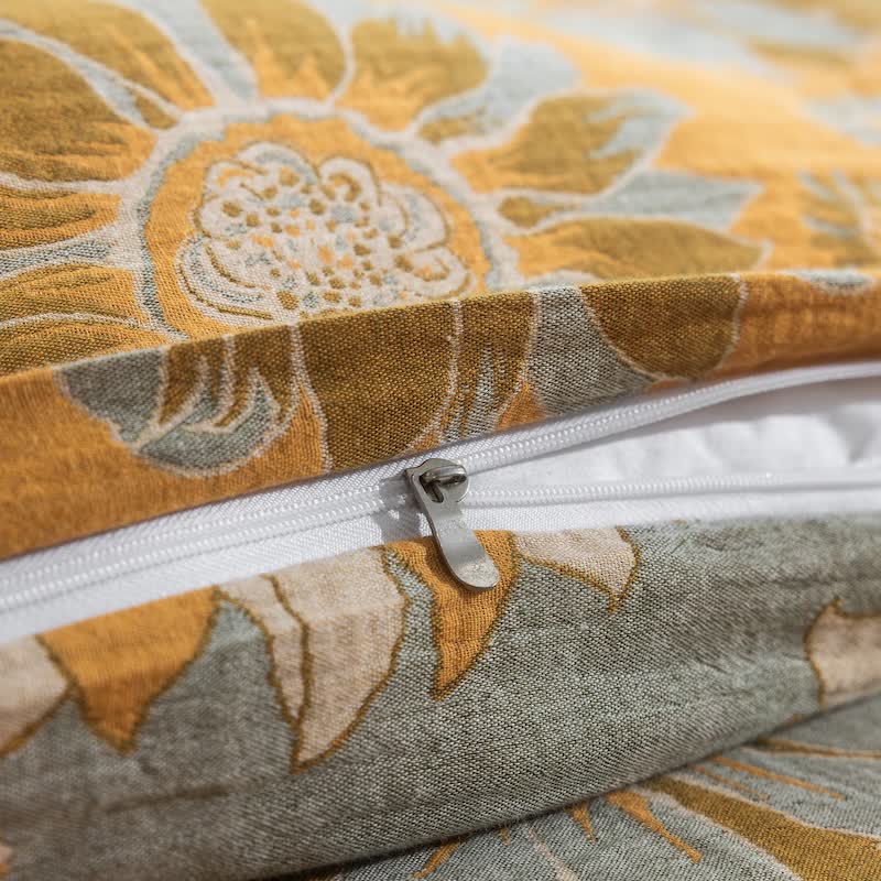 Vintage Sunflower Orange Cotton Bedding Set - image 15