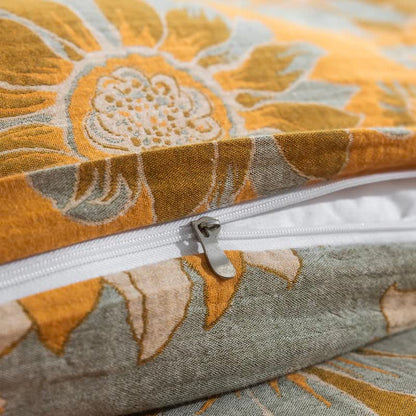 Vintage Sunflower Orange Cotton Bedding Set - image 15