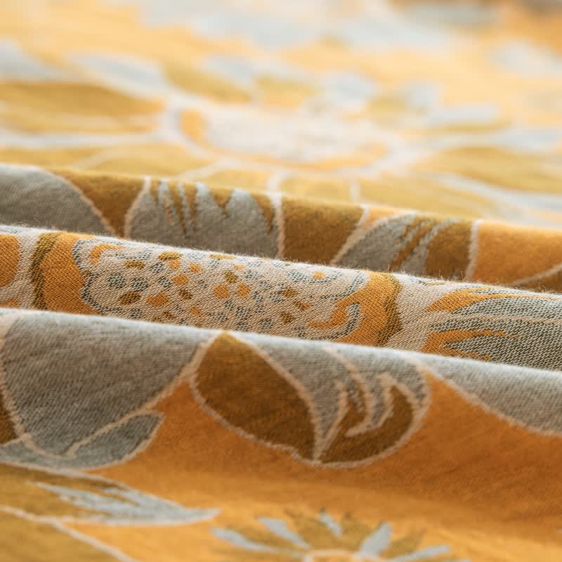 Vintage Sunflower Orange Cotton Bedding Set - image 11