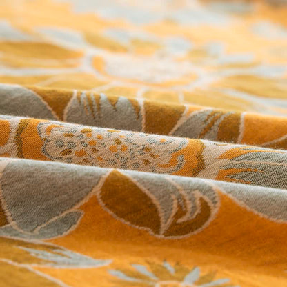 Vintage Sunflower Orange Cotton Bedding Set - image 11