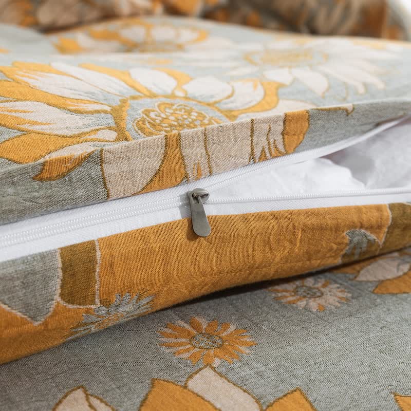 Vintage Sunflower Orange Cotton Bedding Set - image 30