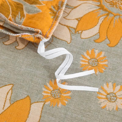 Vintage Sunflower Orange Cotton Bedding Set - image 28