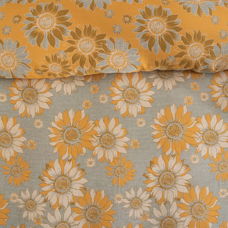 Vintage Sunflower Orange Cotton Bedding Set - image 26