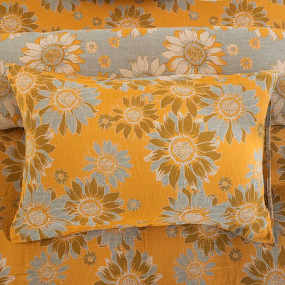 Vintage Sunflower Orange Cotton Bedding Set - Orange - 20" x 37" - 2PCS Pillowcases - image 13