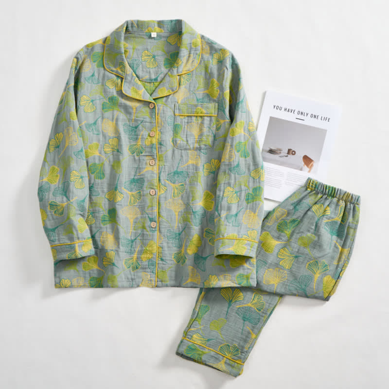Nature‑Inspired Ginkgo Leaf Cotton Loungewear Set - image 13