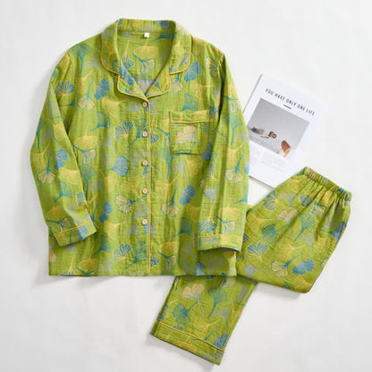 Nature‑Inspired Ginkgo Leaf Cotton Loungewear Set - image 4