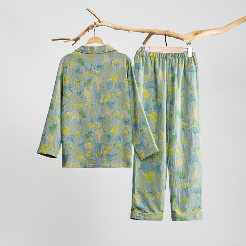 Nature‑Inspired Ginkgo Leaf Cotton Loungewear Set - image 12