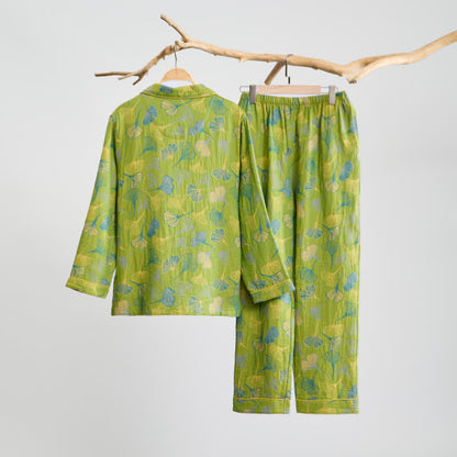 Nature‑Inspired Ginkgo Leaf Cotton Loungewear Set - image 2