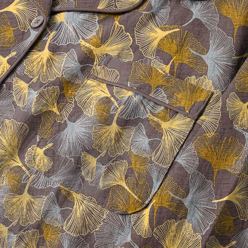 Ginkgo Leaf Notch Collar Pajama Set - image 9