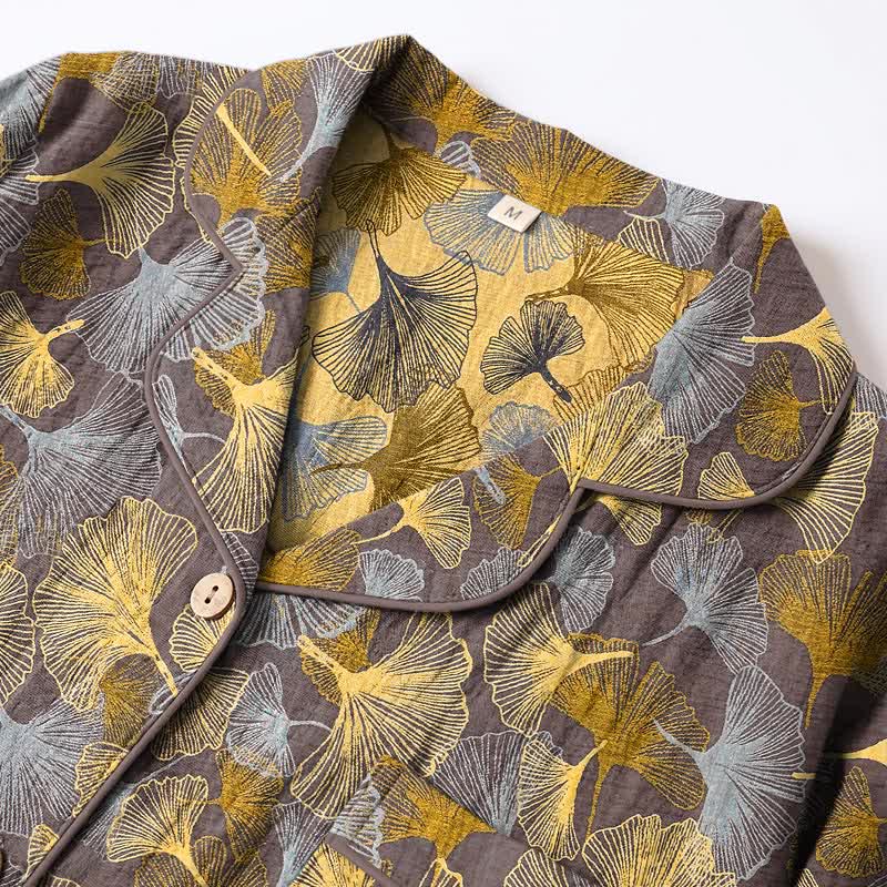 Ginkgo Leaf Notch Collar Pajama Set - image 8