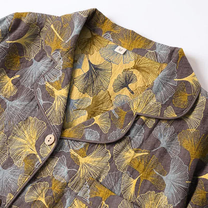 Ginkgo Leaf Notch Collar Pajama Set - image 8
