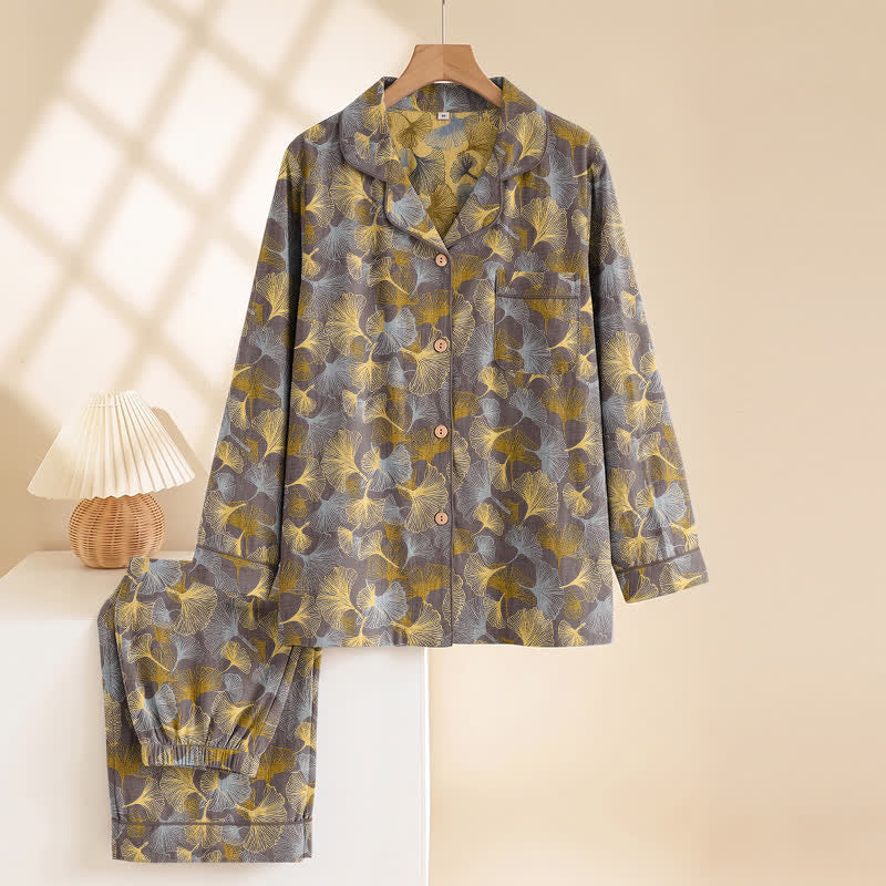 Ginkgo Leaf Notch Collar Pajama Set - image 6