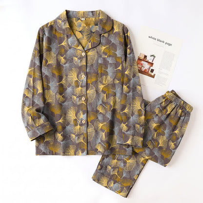 Ginkgo Leaf Notch Collar Pajama Set - image 11