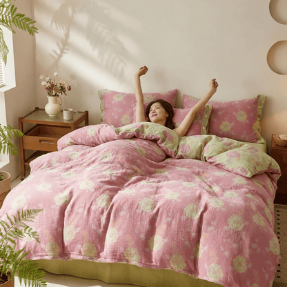 Vintage Flower Cotton Duvet Cover Set - image 3