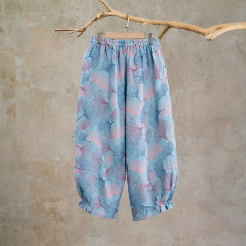 Vintage Ginkgo Leaf Cotton Lounge Pants - image 1