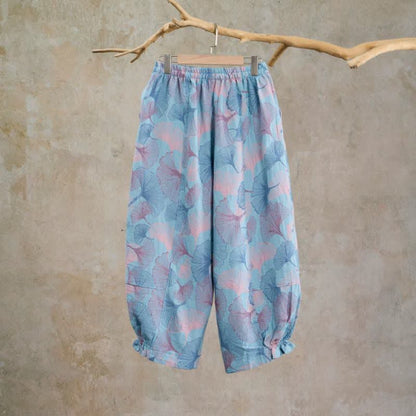 Vintage Ginkgo Leaf Cotton Lounge Pants - image 1