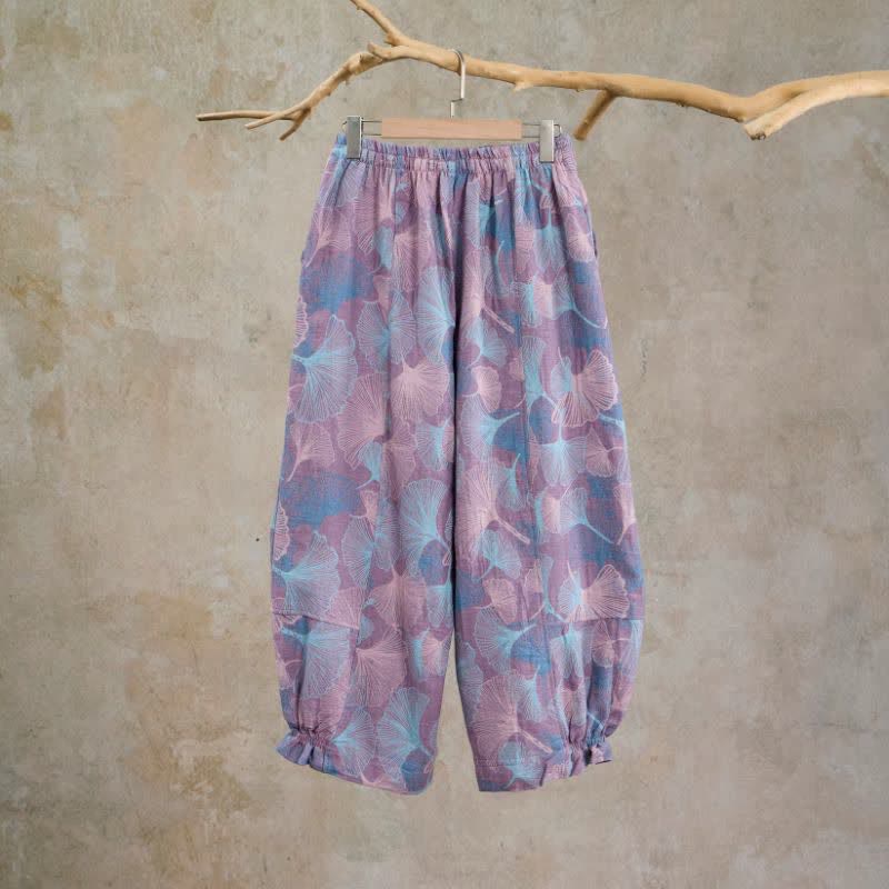 Vintage Ginkgo Leaf Cotton Lounge Pants - image 6
