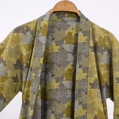 Autumn Maple Leaf Cotton Kimono Robe - image 13
