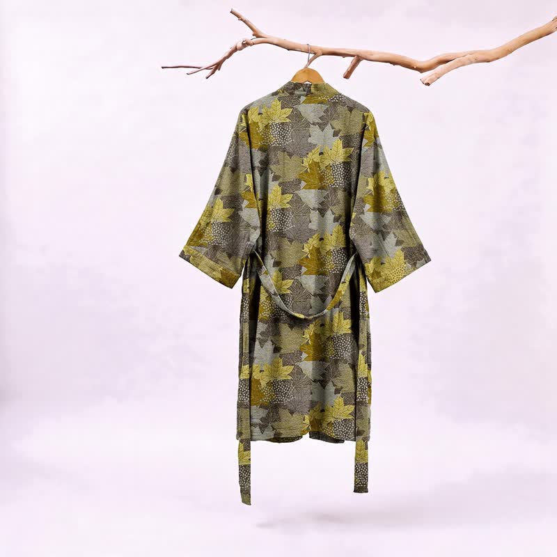 Autumn Maple Leaf Cotton Kimono Robe - image 18