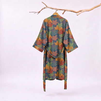Autumn Maple Leaf Cotton Kimono Robe - image 30