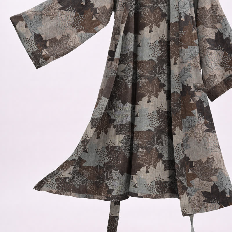 Autumn Maple Leaf Cotton Kimono Robe - image 45